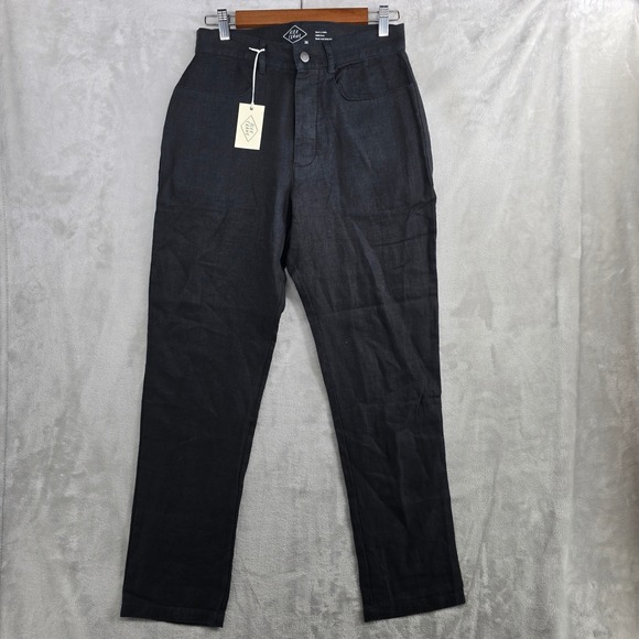 Alex Crane Mens Breezy Linen‎ Pants Size 28 Black Casual Lightweight Trousers